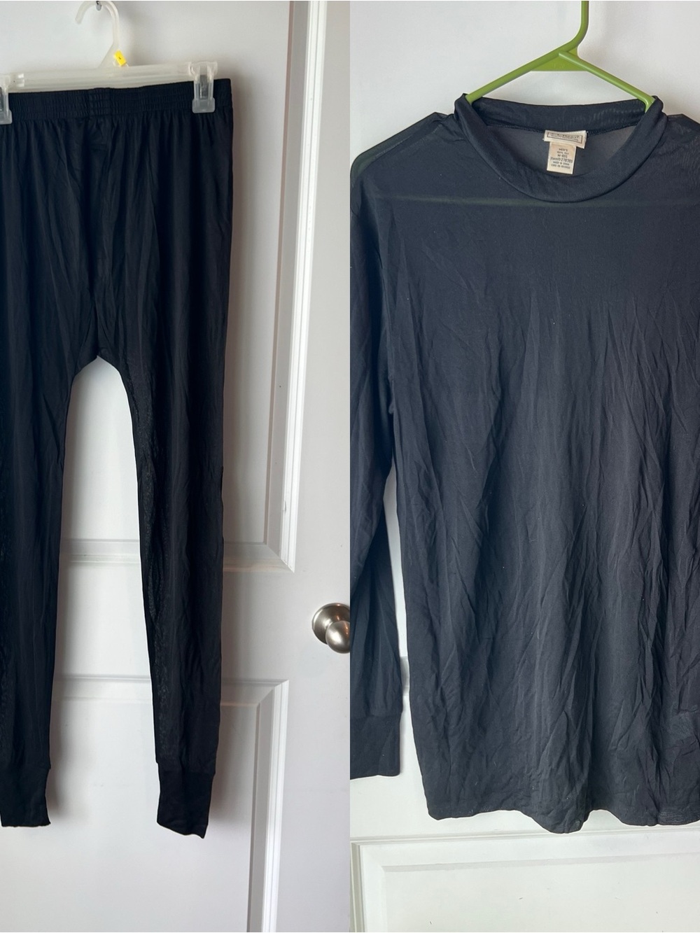 L.L. Bean Black silk base layer pants and Long-Sleeve Top Set. Medium